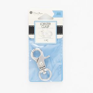 Clasp, lobster claw, silver-finished "pewter" (zinc-based alloy), 45x23mm with swivel. Sold individually.