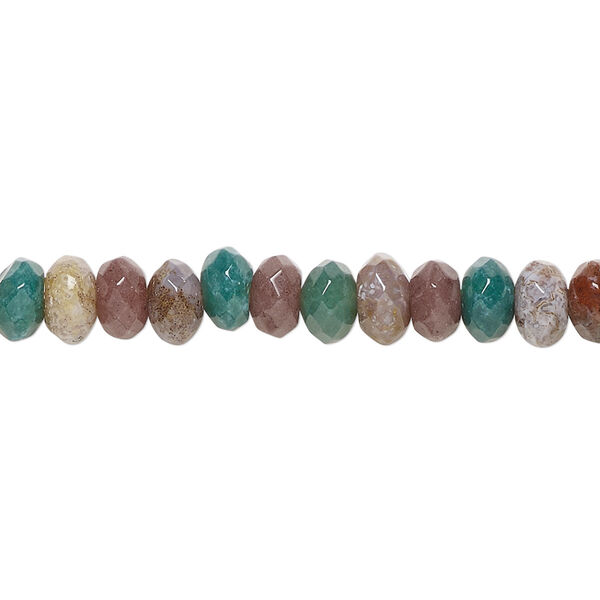 Bead, fancy jasper (natural), 6x4mm faceted rondelle, B grade, Mohs hardness 6-1/2 to 7. Sold per 15-1/2" to 16" strand. image number 0