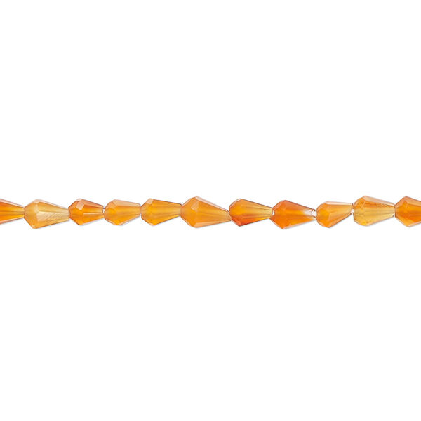 Bead, carnelian (dyed / heated), 4x2mm-5x3mm hand-cut faceted teardrop, B+ grade, Mohs hardness 6-1/2 to 7. Sold per 15-inch strand, approximately 85 beads. image number 0