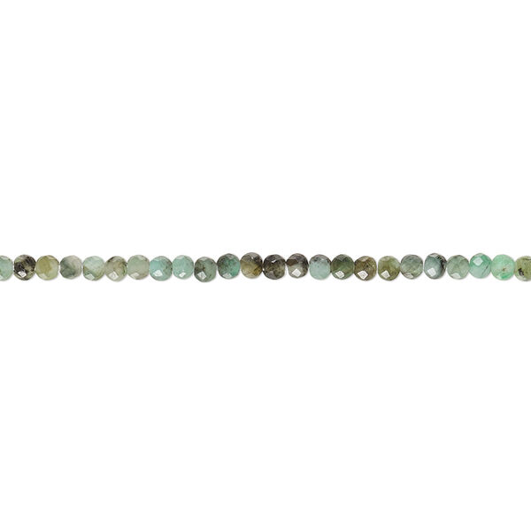 Emerald 1pkg1, hand-cut faceted round bead C- grade, 12 inch 2mm image number 0