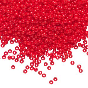 Seed bead, Preciosa Ornela Czech glass, pkg/50g, #11 rocaille, opaque bright red coral, (93170).