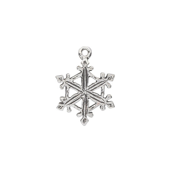 Charm, sterling silver, 16x15mm double-sided snowflake. Sold individually. image number 0
