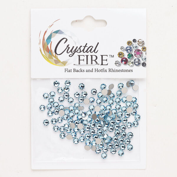 Flat back 144pk aquamarine foil back, Crystal Fire® 3.00-3.12mm round SS12 image number 0