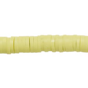 Bead, polymer clay, opaque bright yellow, 8x2mm heishi. Sold per pkg of (2) 15-1/2" to 16" strands.