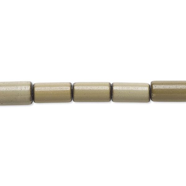 Bead, cat's eye glass (fiber optic glass), camo, 9x5mm-9x6mm round tube. Sold per 15-inch strand. image number 0