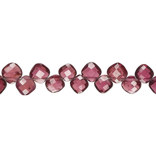 Rhodolite garnet 1pkg1, hand-cut top-drilled faceted puffed diamond bead natural 8 inch 5-6mm image number 0