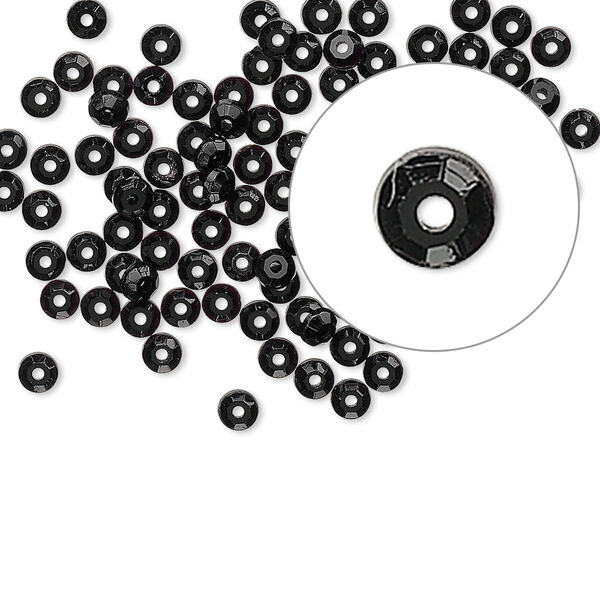 Flat back, Czech glass rhinestone, jet, 3-3.2mm round Loch Rosen, SS12. Sold per pkg of 144 (1 gross). image number 0