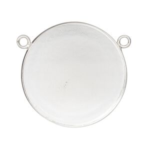 Connector, sterling silver, 31mm round with 30mm bezel cup setting. Sold individually.