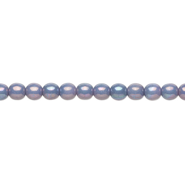 Bead, Czech glass druk, opaque light blue half-coated nebula, 4mm round. Sold per 15-1/2" to 16" strand. image number 0