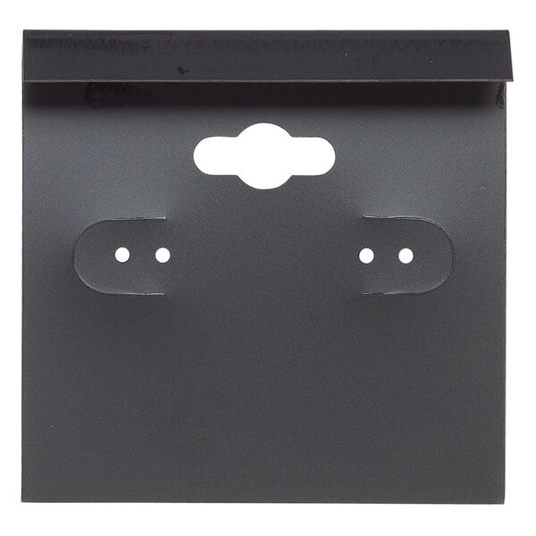 Earring card, PVC plastic, opaque black, 2x2 inch square. Sold per pkg of 100. image number 1