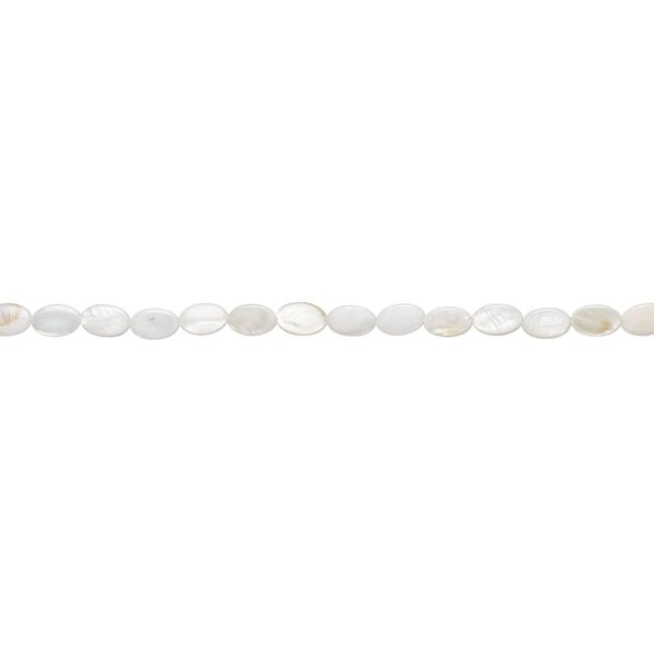 Mother-of-pearl shell 1pkg1, puffed oval bead 15 inch ivory 14x9mm-15x10mm image number 1