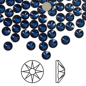 Flat back 144pk dark sapphire foil back, Crystal Passions® Regenerated 4.6-4.8mm rose round SS20 2088