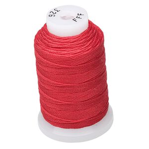 Thread, Purely Silk™, red, size FFF. Sold per 92-yard spool.