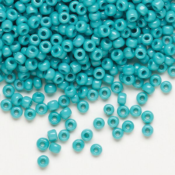 Seed bead, Dyna-Mites™, glass, opaque turquoise blue, #8 round. Sold per 1/2 kilogram pkg. image number 0