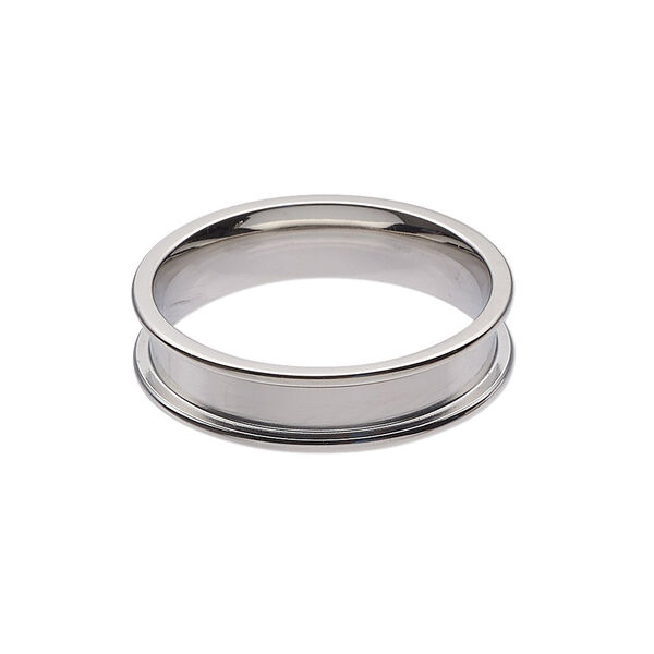 Ring, stainless steel, 6mm wide band with 3.9mm wide channel, size 12. Sold individually. image number 0