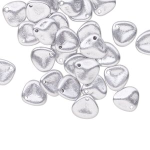 Drop, Preciosa, Czech pressed glass, opaque silver, 8x7mm triangular teardrop. Sold per pkg of 30.