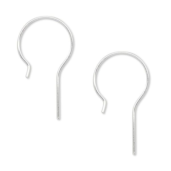 Ear wire, sterling silver-filled, 26mm French hook with 12mm shank, 20 gauge. Sold per pkg of 5 pairs. image number 0