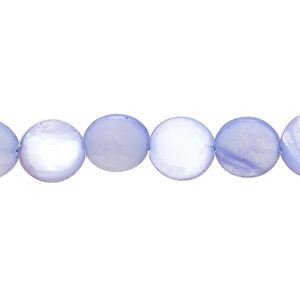Mother-of-pearl shell 1pkg1, puffed flat round bead 15 inch periwinkle 9-11mm