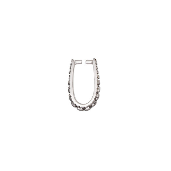 Bail, ice-pick, antiqued sterling silver, 13.5x5mm with beaded design, 10mm grip length. Sold individually. image number 1