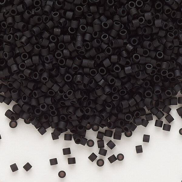 Seed bead, Delica®, glass, pkg/250g, #15 round, opaque matte black (DBS-0310). image number 0