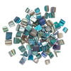 Mother-of-pearl shell 1pkg2oz, triangle tube bead, mix multi-blue 6x6mm-12x9mm image number 1