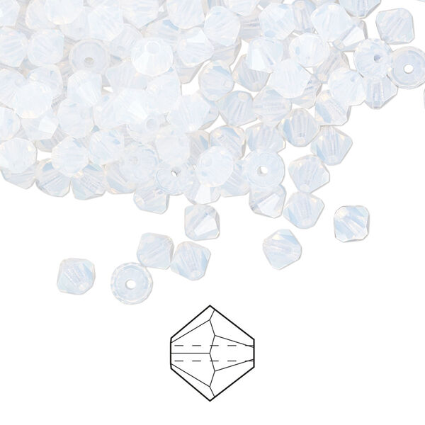 Bead 720pk white opal, Preciosa Czech crystal 4mm bicone image number 0