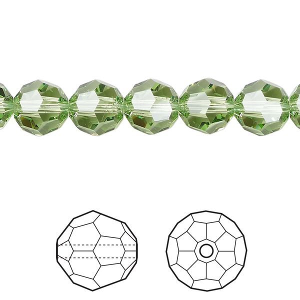Bead 12pk peridot, Crystal Passions&reg; Regenerated 8mm round 5000 image number 0