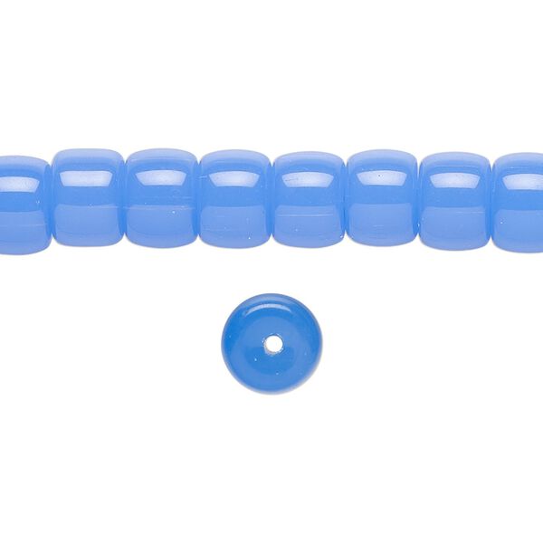 Bead, glass, opaque blue, 8x6mm barrel. Sold per 15-1/2 to 16-inch strand. image number 0