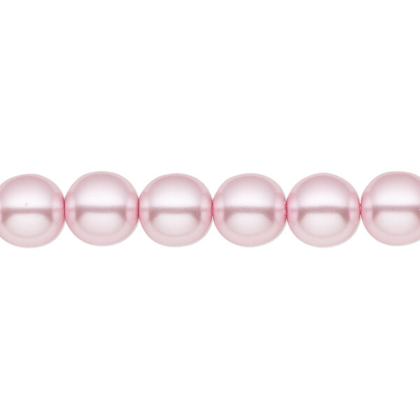 Bead, Czech pearl-coated glass druk, opaque light pink, 8mm round. Sold per 15-1/2" to 16" strand. image number 0