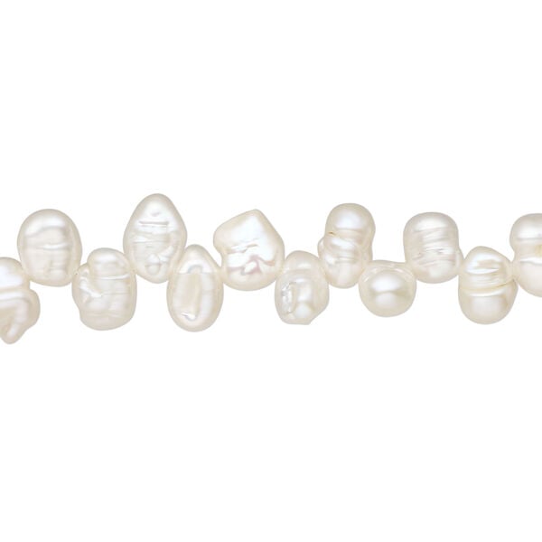 Freshwater pearl 1pkg1, top-drilled flat-sided rice, 15.5-16 inch white 5.5-6mm cultured image number 0
