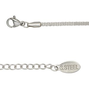 Chain 1pkg1 flat, 1.5mm / lobster claw clasp, stainless steel 30 inch