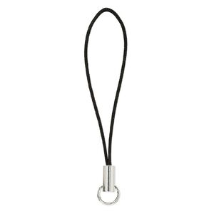 Zipper pull, silver-plated brass and nylon, black, 2-1/4 inches. Sold per pkg of 24.