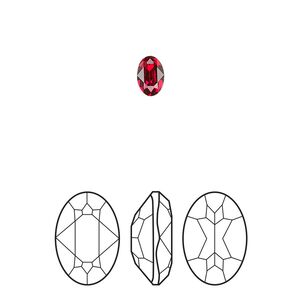 Fancy stone 360pk scarlet foil back, Swarovski® 6x4mm oval 4120