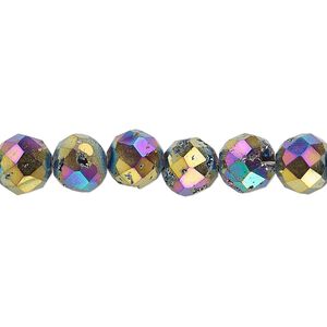 Druzy agate 1pkg1, electroplated faceted round bead 8 inch 8mm