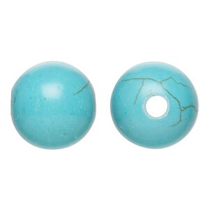 Bead, "turquoise" (resin) (imitation), blue, 18x17mm semi-round. Sold individually.