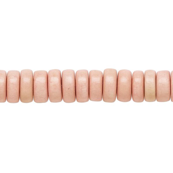 Bead, Taiwanese cheesewood (dyed / waxed), light orange, 8x4mm rondelle. Sold per pkg of (2) 15-1/2" to 16" strands. image number 0