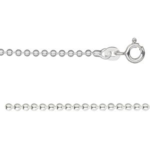 Chain 1pkg1 sterling silver ball, 2mm / mixed clasp, 24 inch