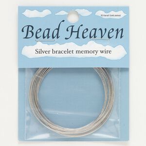 Memory wire, silver-finished steel, 1-3/4" bracelet, 0.6-0.75mm thick. Sold per 15-loop pkg.