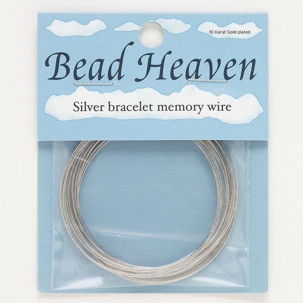 Memory wire, silver-finished steel, 1-3/4" bracelet, 0.6-0.75mm thick. Sold per 15-loop pkg. image number 0