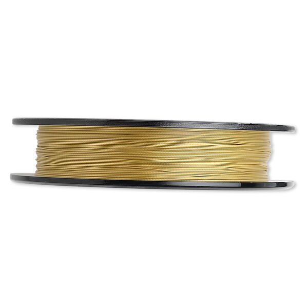 Beading wire, Tigertail™, nylon-coated stainless steel, gold, 3 strand, 0.012-inch diameter. Sold per 100-foot spool. image number 0