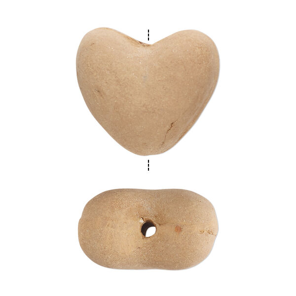 Bead, terra cotta, 20x18mm-22x20mm puffed heart. Sold per pkg of 2. image number 0