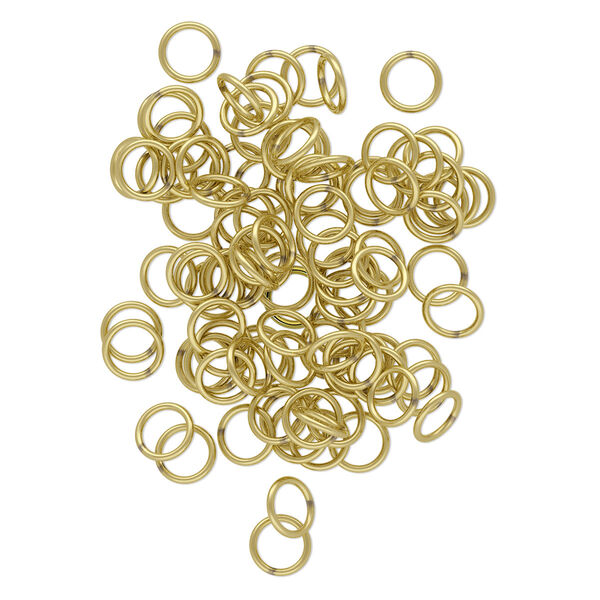 Jump ring, brass, 8mm soldered round, 6.2mm inside diameter, 18 gauge. Sold per pkg of 100. image number 0