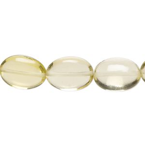 Lemon quartz 1pkg1, hand-cut puffed oval bead 13 inch 13x10mm-15x11mm