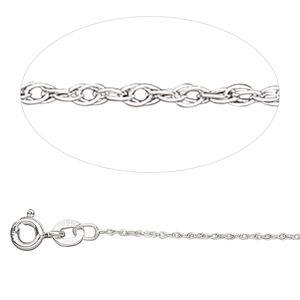 Chain 1pkg1 sterling silver rope, 1mm / springring clasp, Gossamer™ 18 inch