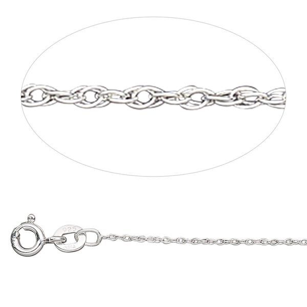 Chain, Gossamer™, sterling silver, 1mm rope, 18 inches with springring clasp. Sold individually. image number 0