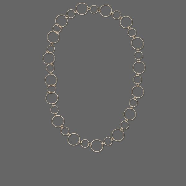 Necklace, 14Kt gold-filled, 21mm textured round and 14mm smooth round linked with 6x4 smooth oval, 24-inch continuous loop. Sold individually. image number 0