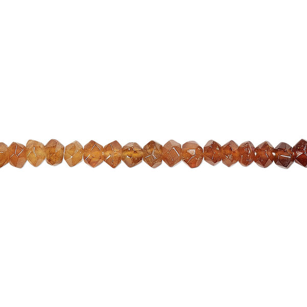 Bead, hessonite garnet (natural), shaded, 4x3mm-5x4mm hand-cut faceted saucer, B grade, Mohs hardness 7 to 7-1/2. Sold per 13-inch strand. image number 0