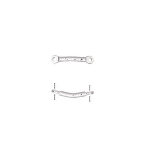 Link, silver-plated brass, 26x4mm diamond-cut curved bar. Sold per pkg of 10.