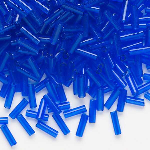 Bead, Preciosa Ornela Czech glass, bugle bead, pkg/50g, 1/4 inch, transparent medium blue, (30080). image number 0