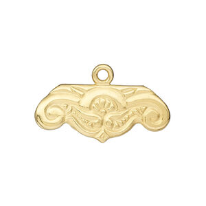 Ribbon crimp end 1pkg1 gold-plated, 30x12mm / 1sided / fancy design, brass / JBB Findings